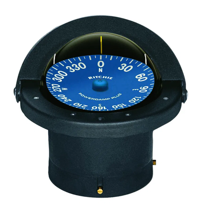 SS-2000 – RITCHIE NAVI Compass, Black 12 Volt Green LED Flush Mount 4-1/2 Inch PowerDamp Plus Blue Open Face Dial 5-1...